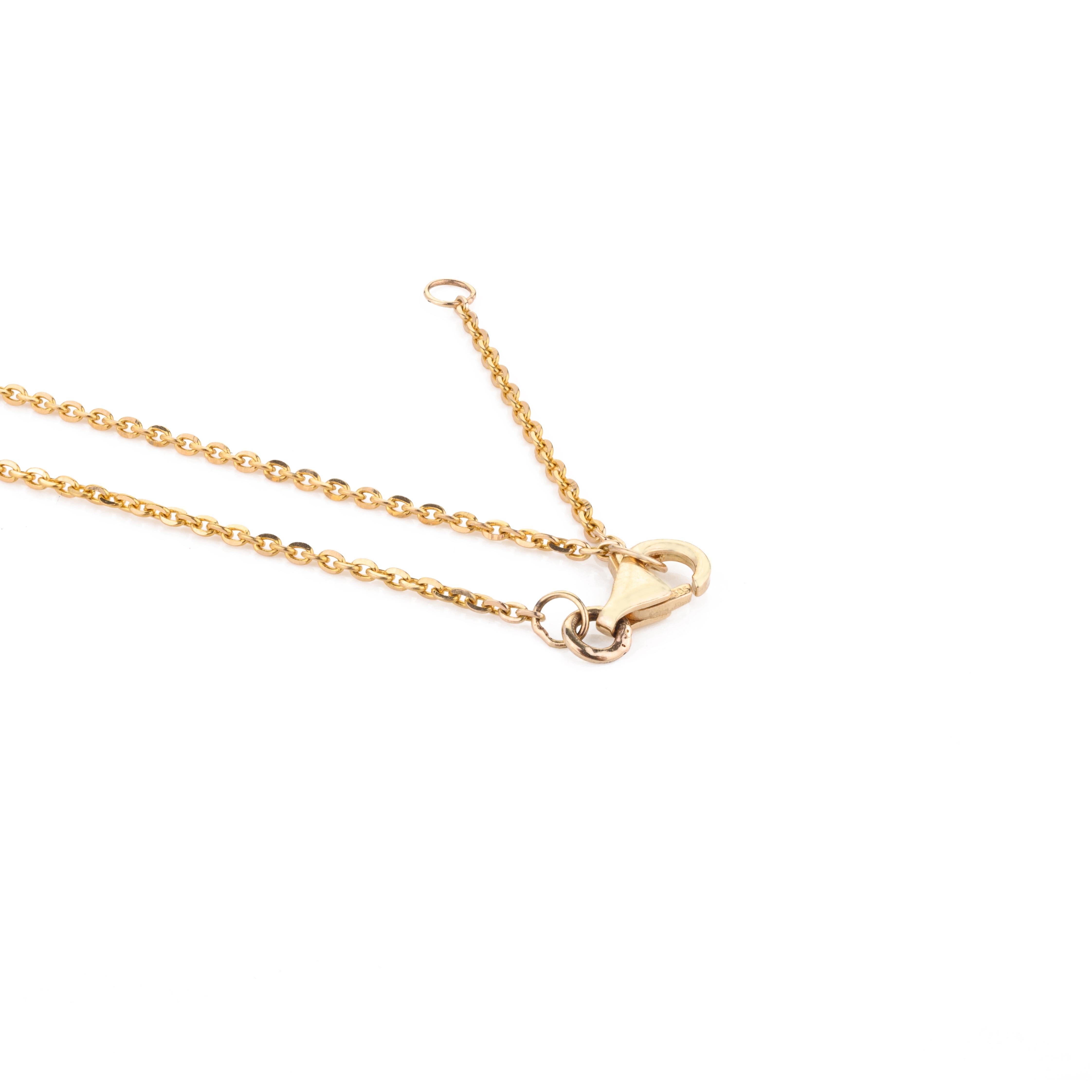 Round Cut Diamond Clover Roller Pendant Chain Necklace for Her in 14k Solid Yellow Gold
