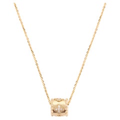 Diamond Clover Roller Pendant Chain Necklace for Her in 14k Solid Yellow Gold