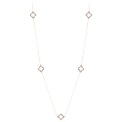 5 carat Double Sided Diamond Clover Station Necklace