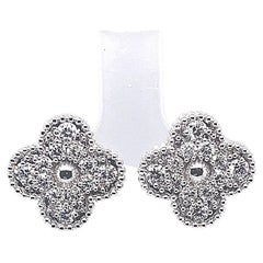 Diamond Clover Stud Earrings in 18K White Gold Set with 1.65 Carats Diamonds