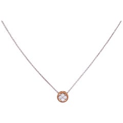 Diamond Clover Two-Tone Necklace 14 Karat White and Rose Gold Diamond Pendant