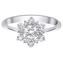 Diamond Cluster 0.87ct Engagement Ring
