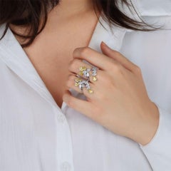 2ct Antique Cushion Cut Diamond Cluster Statement Ring in 14K White Gold