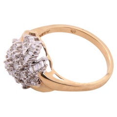 Diamond Cluster 14K Gold Baroque Cocktail Ring
