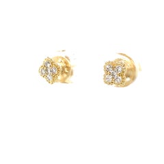 Diamond Cluster 14K Yellow Gold Earring
