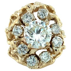 Diamant-Cluster-Ring aus 14 Karat Gelbgold mit Diamant