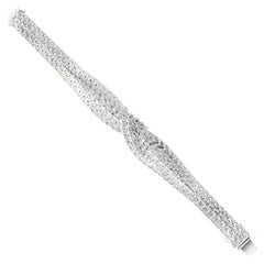 Diamond Cluster 18 Carat White Gold Crossover Flat Link Bracelet