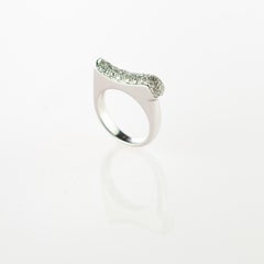 Diamond Cluster 18 Karat White Gold Band Semi Square Geometric Cocktail Ring