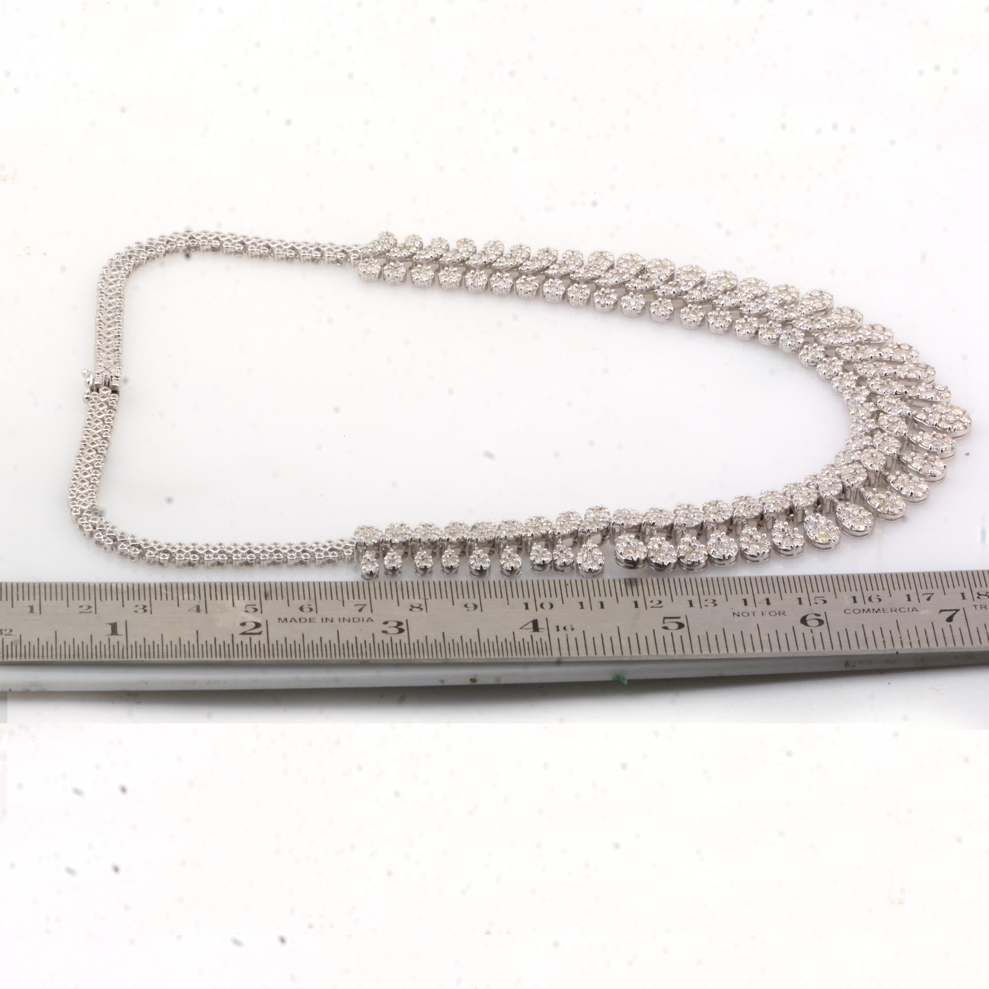 Diamond Cluster 20.6 Carat SI Clarity HI Color Choker Necklace 14k White Gold In New Condition For Sale In Diera, Dubai