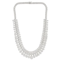 20.60ct Round Diamond Pavé Cluster Bib Necklace 18k White Gold Bridal Jewelry