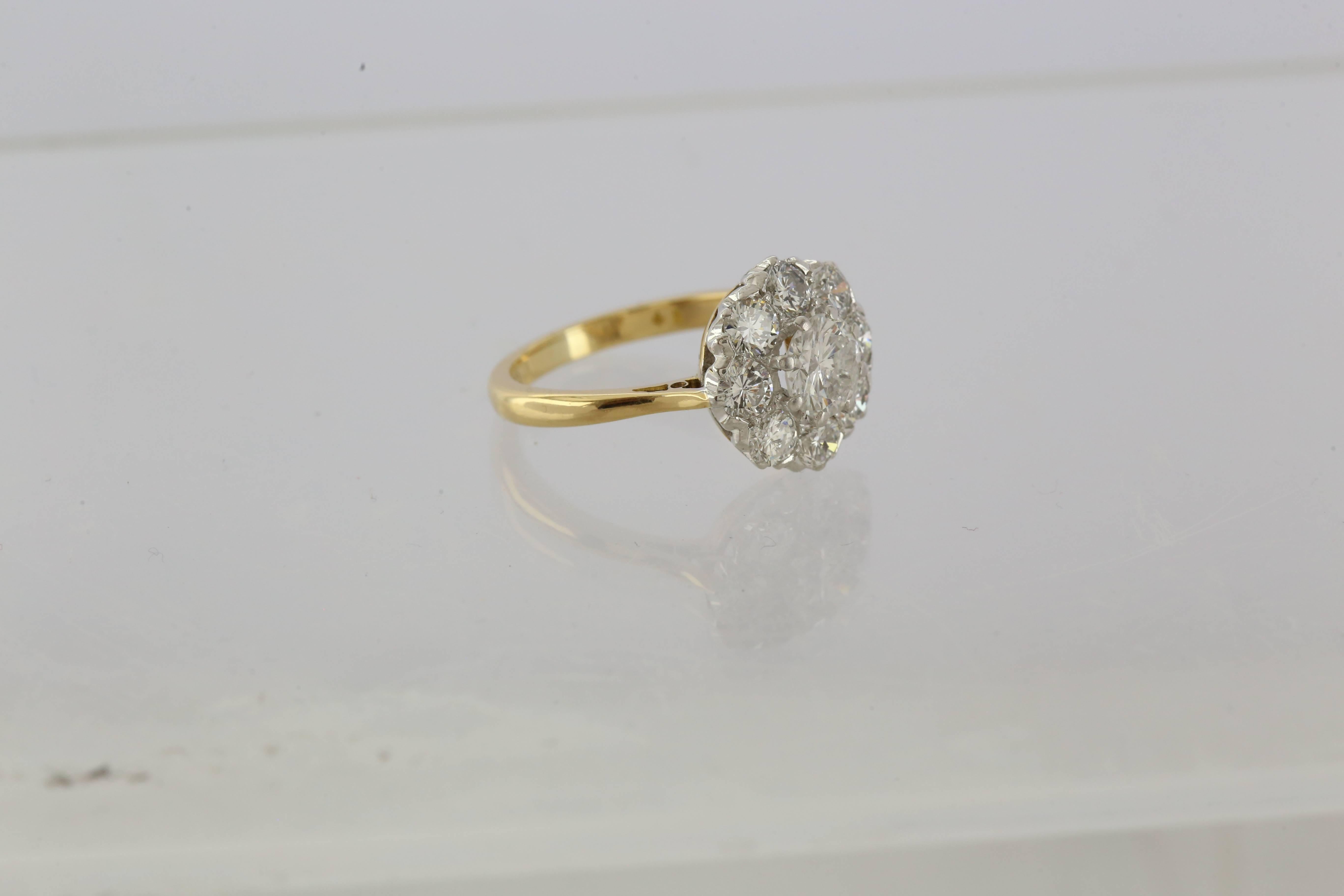 Round Cut Diamond Cluster 2.10 Carat WGI Certified Ring