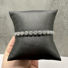 Diamond Cluster Bola Bracelet Sterling Silver 1ctw Adjustable New