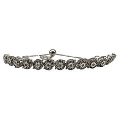 Diamond Cluster Bola Bracelet Sterling Silver 1ctw Adjustable New