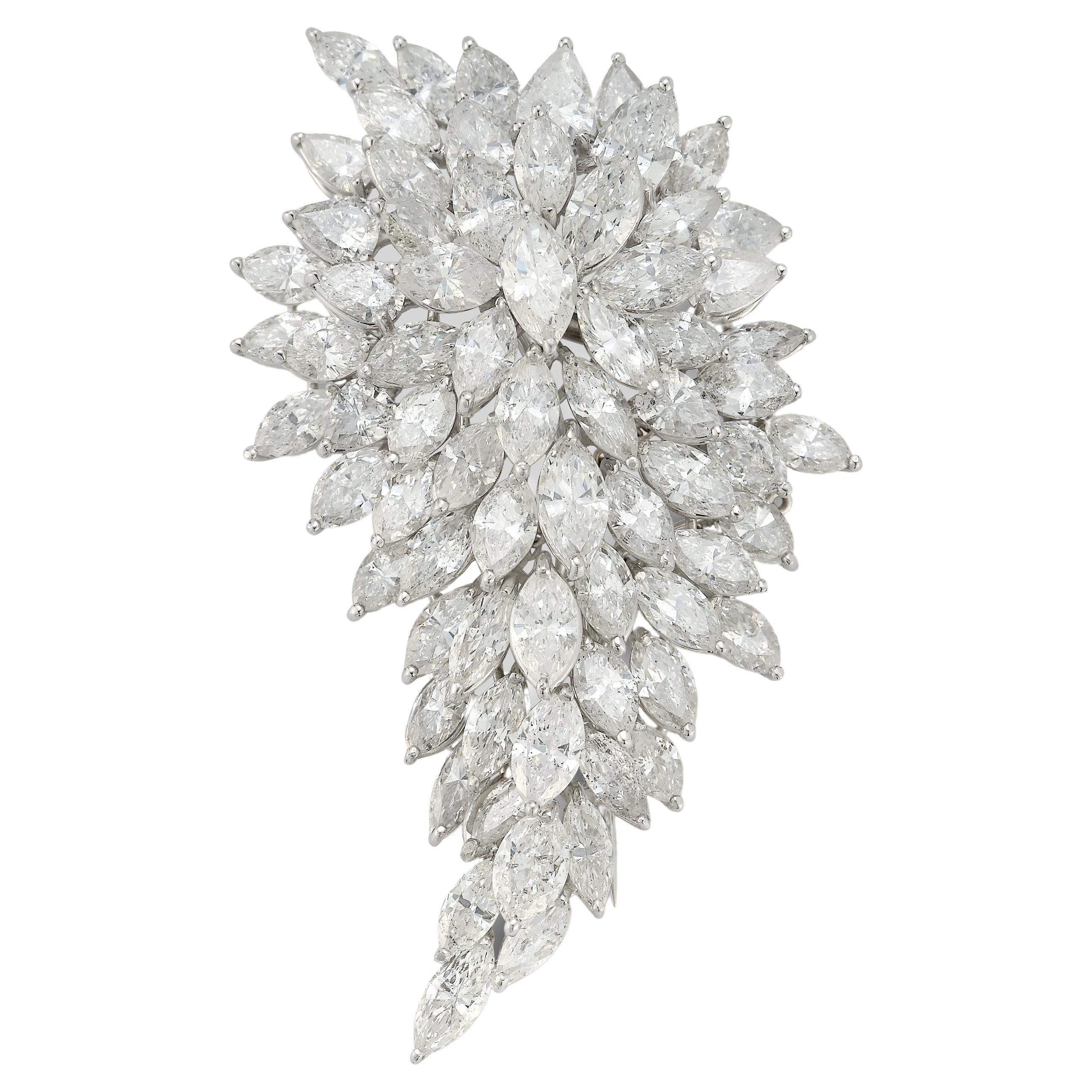 Diamond Cluster Brooch For Sale