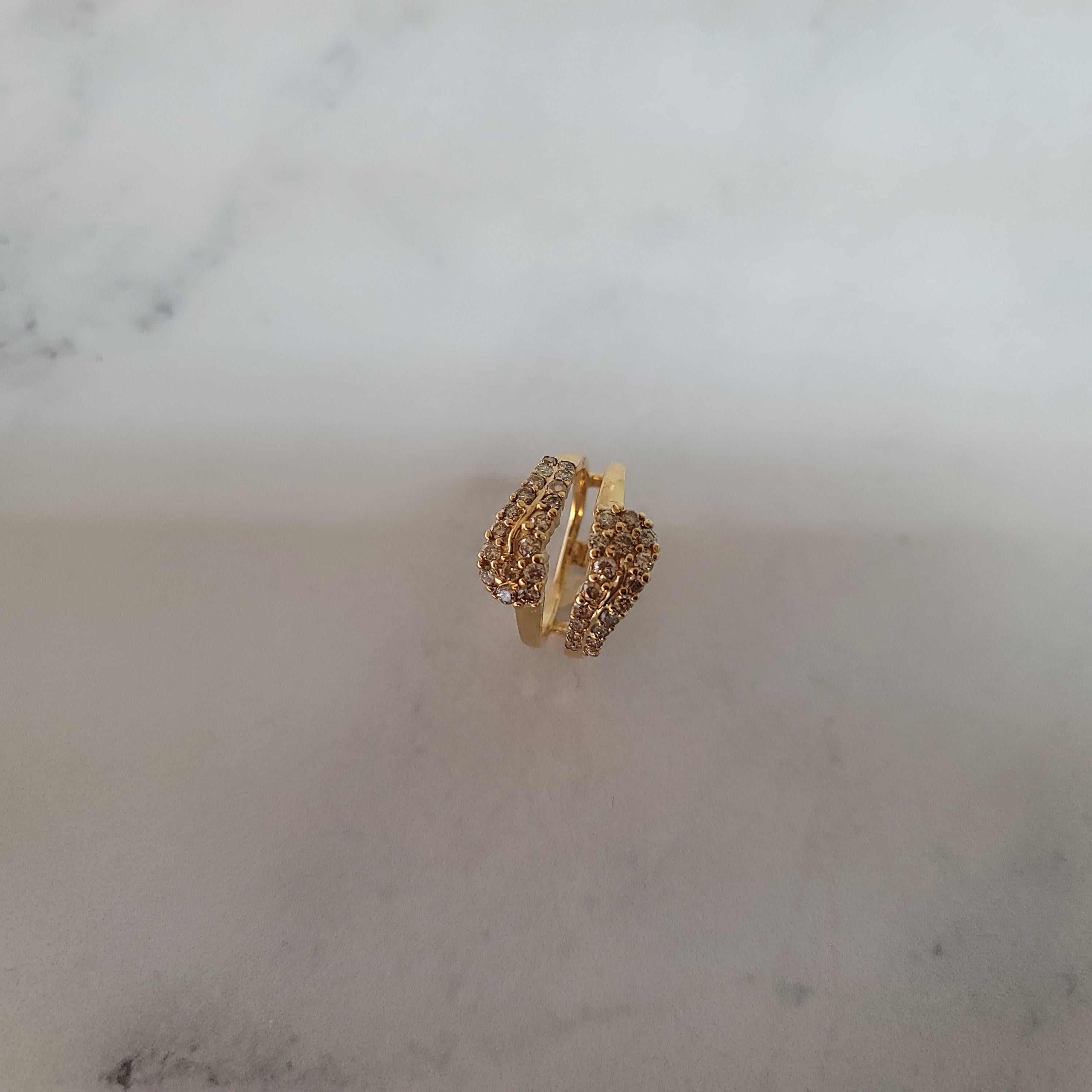 da uomo o donna Anello con diamante a grappolo Bypass Guardia in oro giallo 14k in vendita