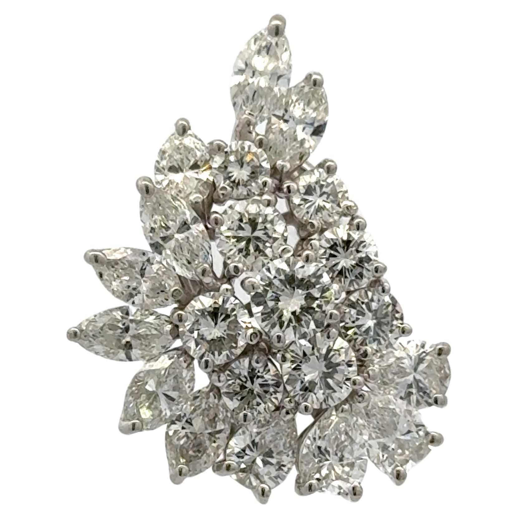 Round Cut Platinum Diamond Cluster Round Brilliant Clip On Earrings 12 Carats G-H SI  For Sale