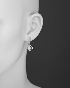 Diamond Cluster Clover Drop Earrings