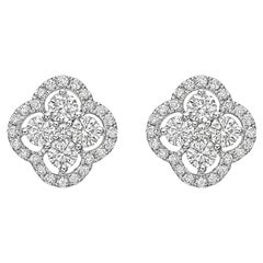 Diamond Cluster Clover Stud Earrings '1.1 Carat'