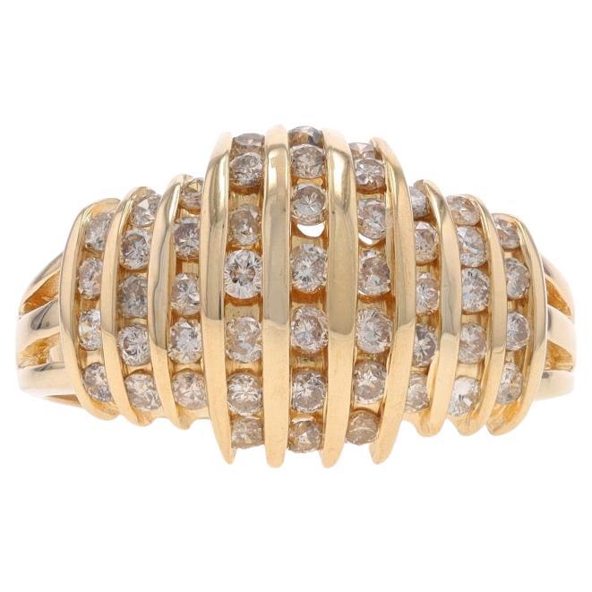 Diamant-Cluster-Cocktail-Ring - 14k Runde Brillant 1,00ctw Kanal gesetzt