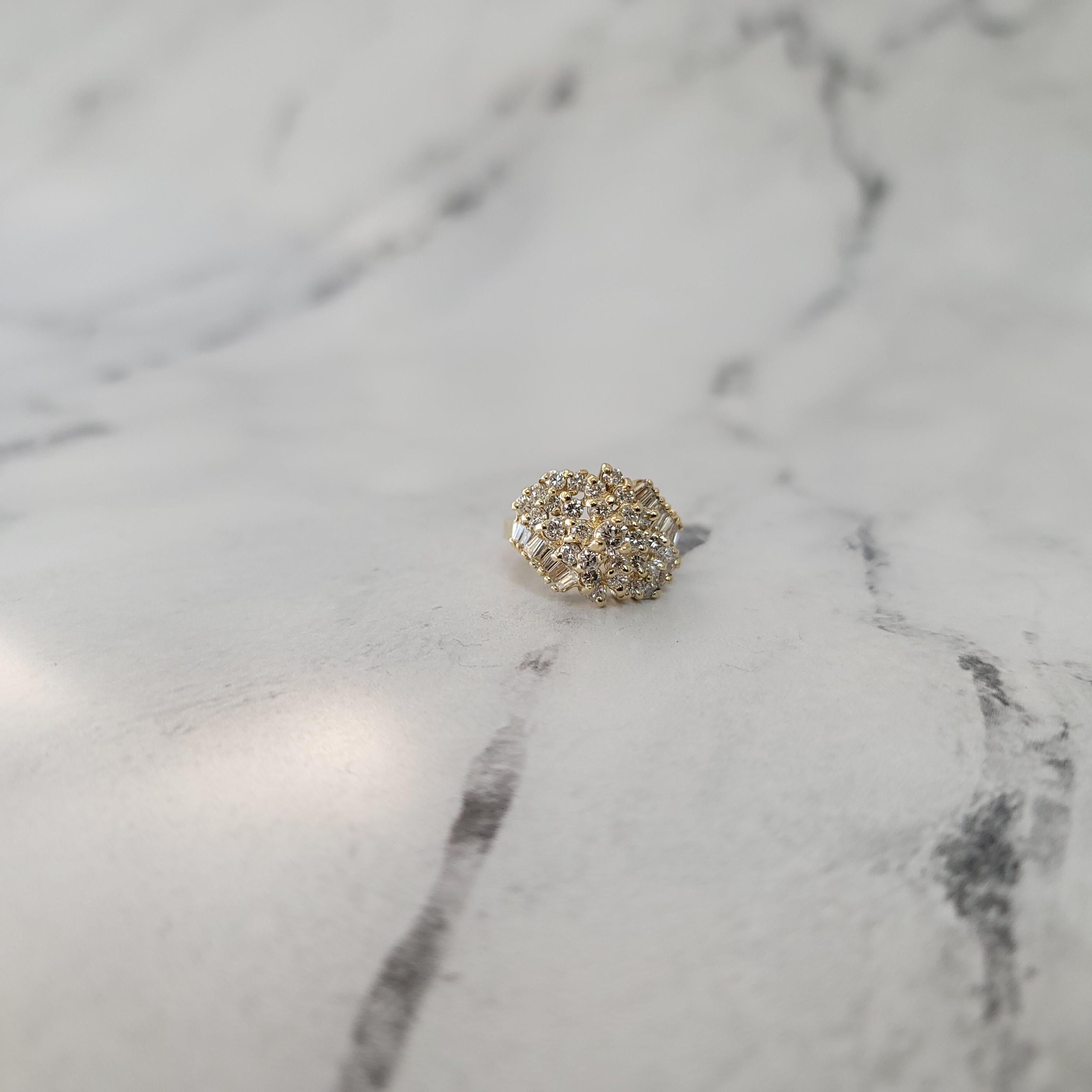 Diamond Cluster Cocktail Ring 2.50cttw 14k Yellow Gold In New Condition For Sale In Sugar Land, TX