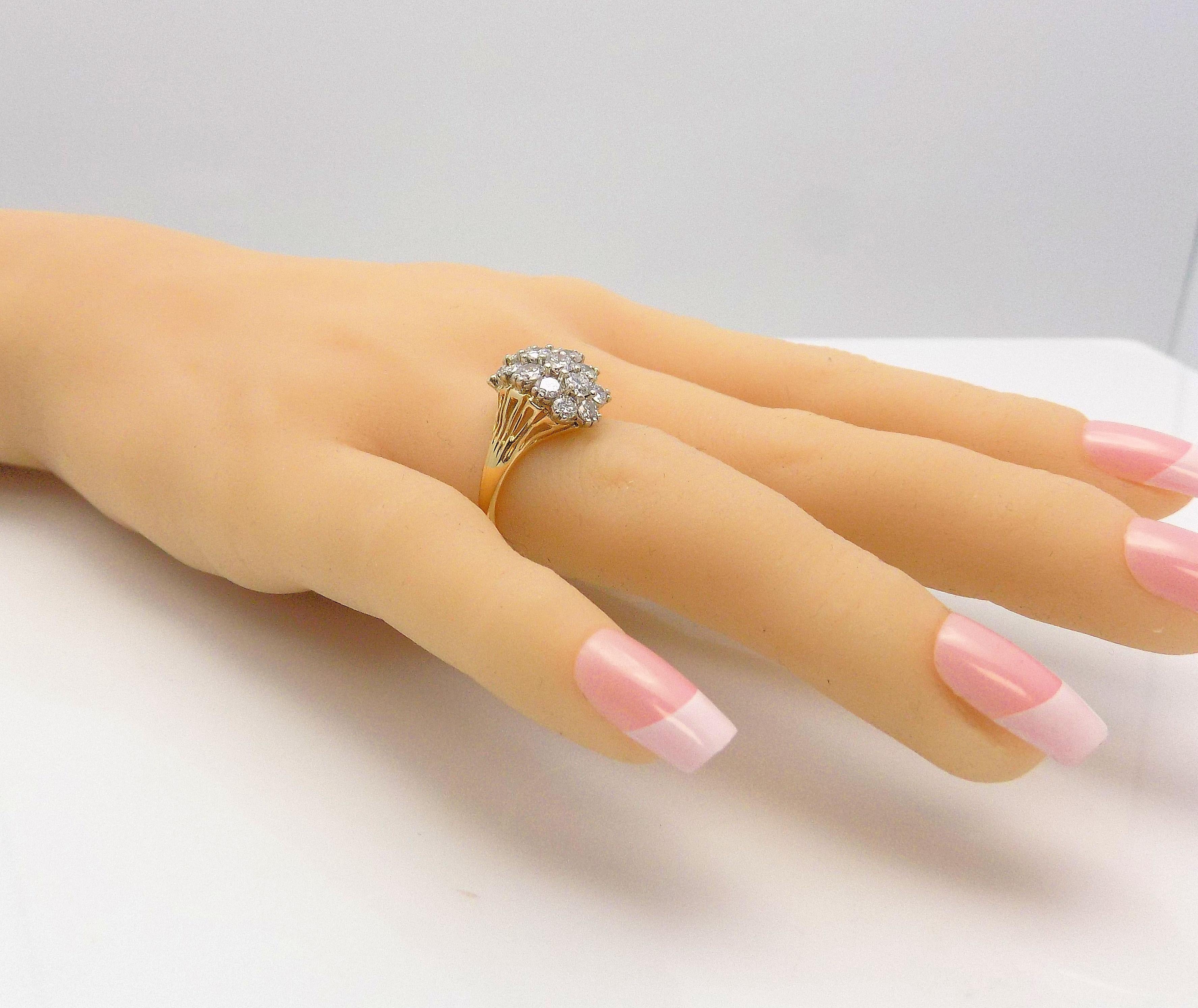 Diamond Cluster Cocktail Ring For Sale 2