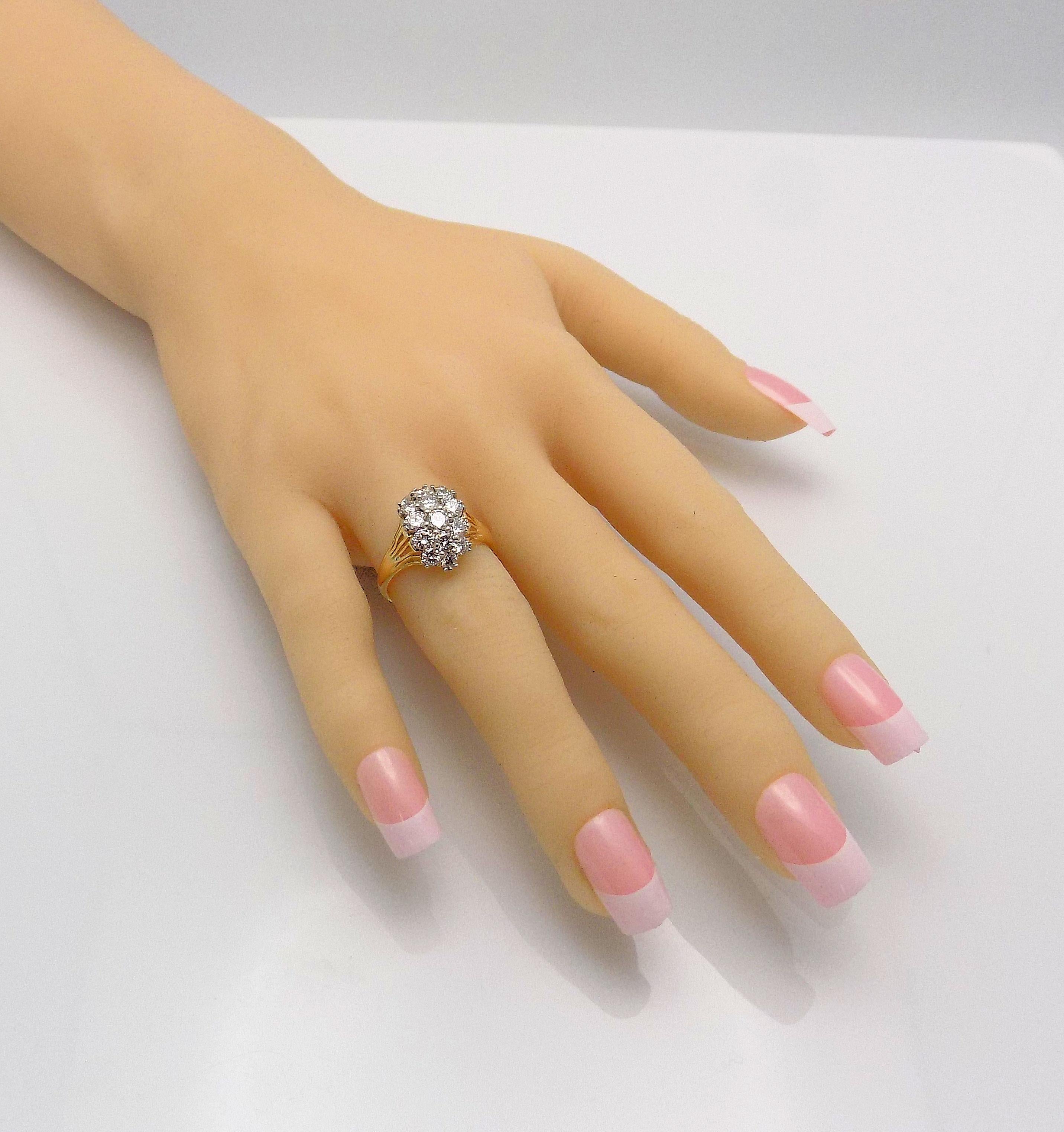 Diamond Cluster Cocktail Ring For Sale 3