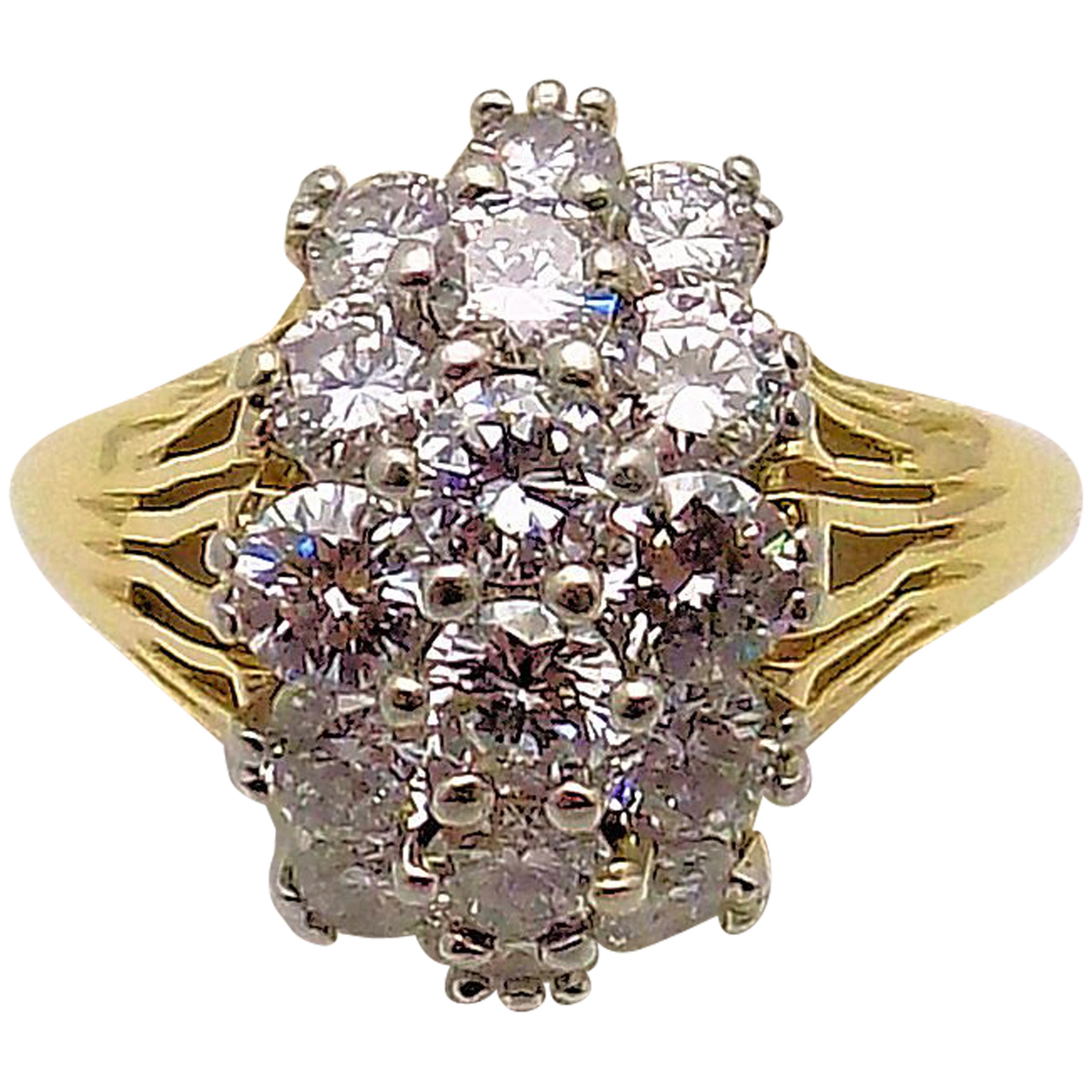 Diamond Cluster Cocktail Ring For Sale