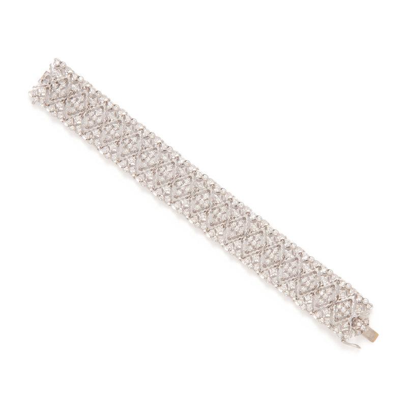 Diamond Cluster Cuff Bracelet Corte redondo en venta