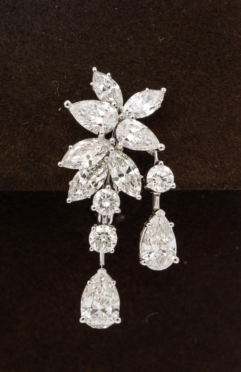 Women's or Men's Diamond Cluster Dangle Earring For Sale