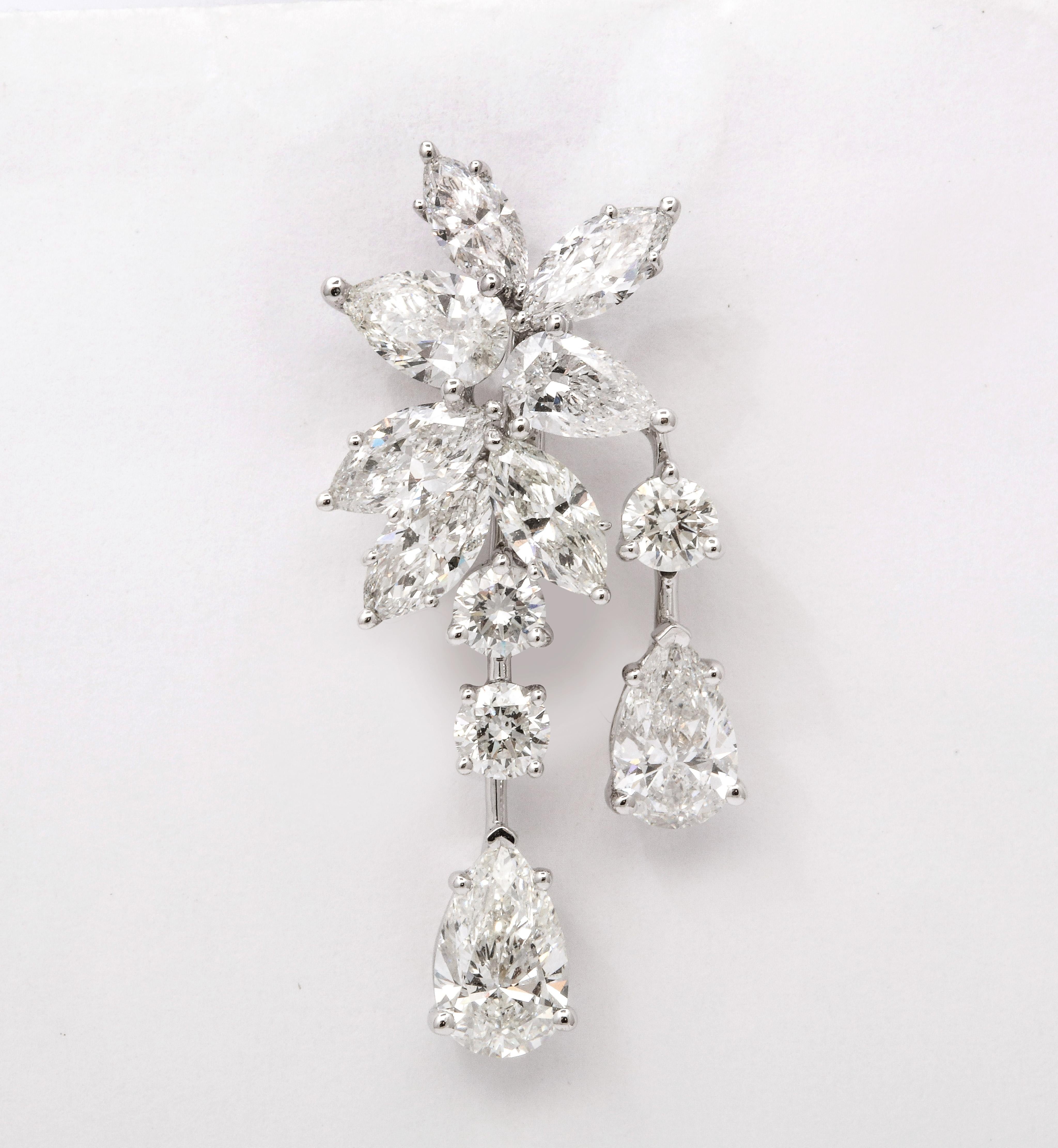 Diamond Cluster Dangle Earring For Sale 1