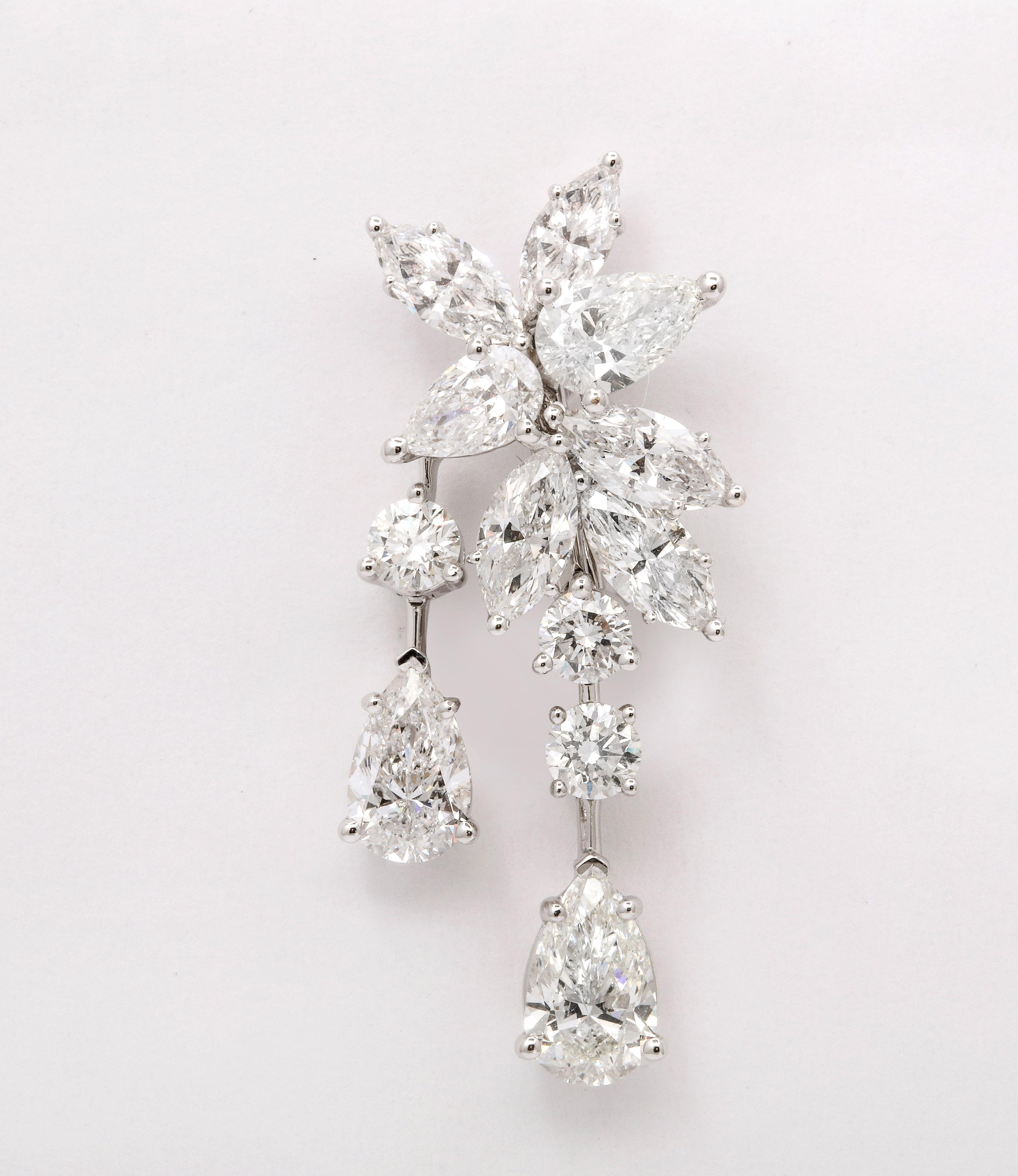 Diamond Cluster Dangle Earring For Sale 2