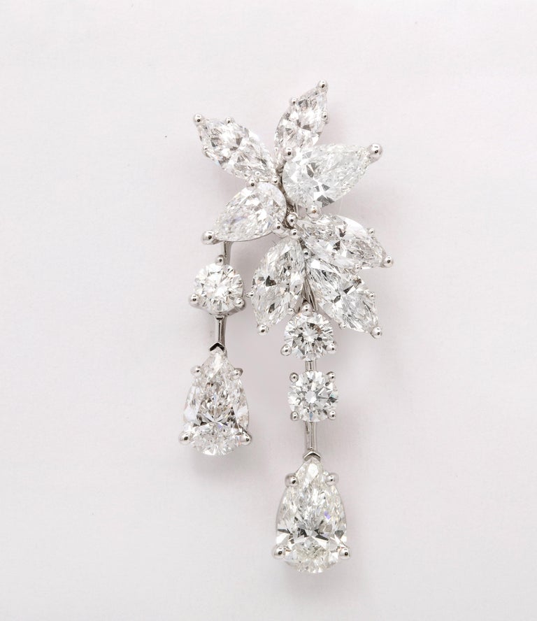 Diamond Cluster Dangle Earring For Sale 2