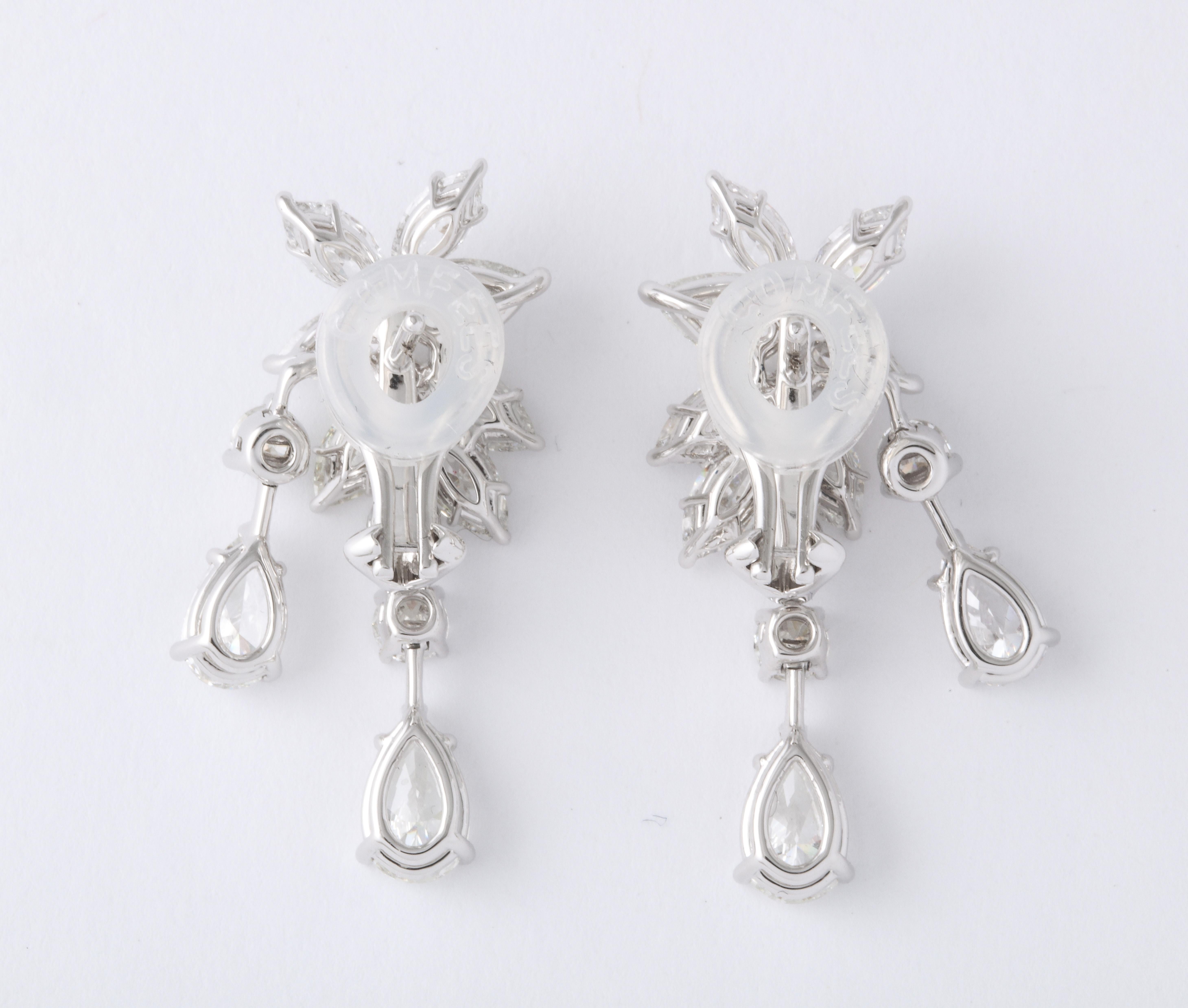 Diamond Cluster Dangle Earring For Sale 3