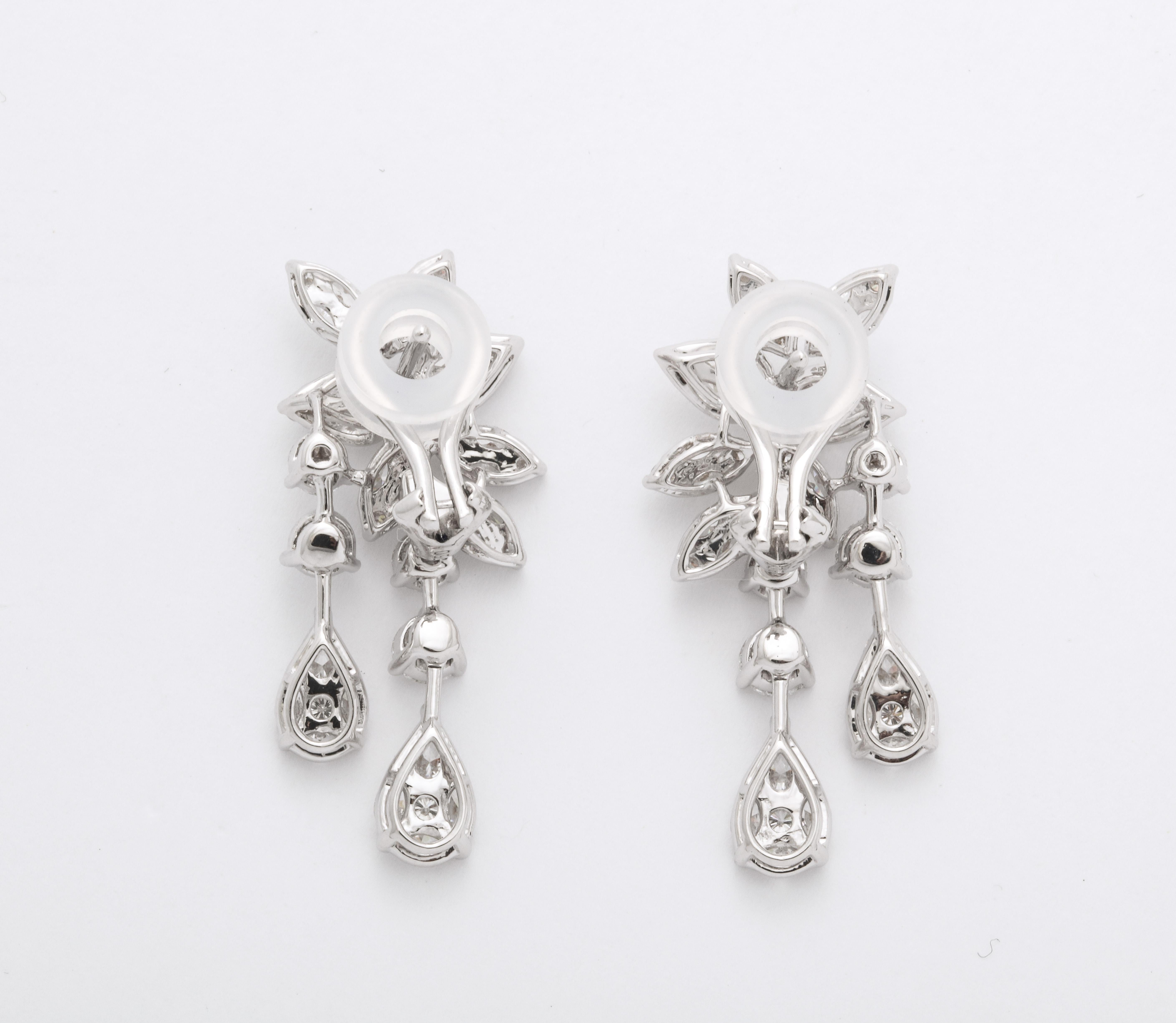 Diamond Cluster Dangle Earring For Sale 4
