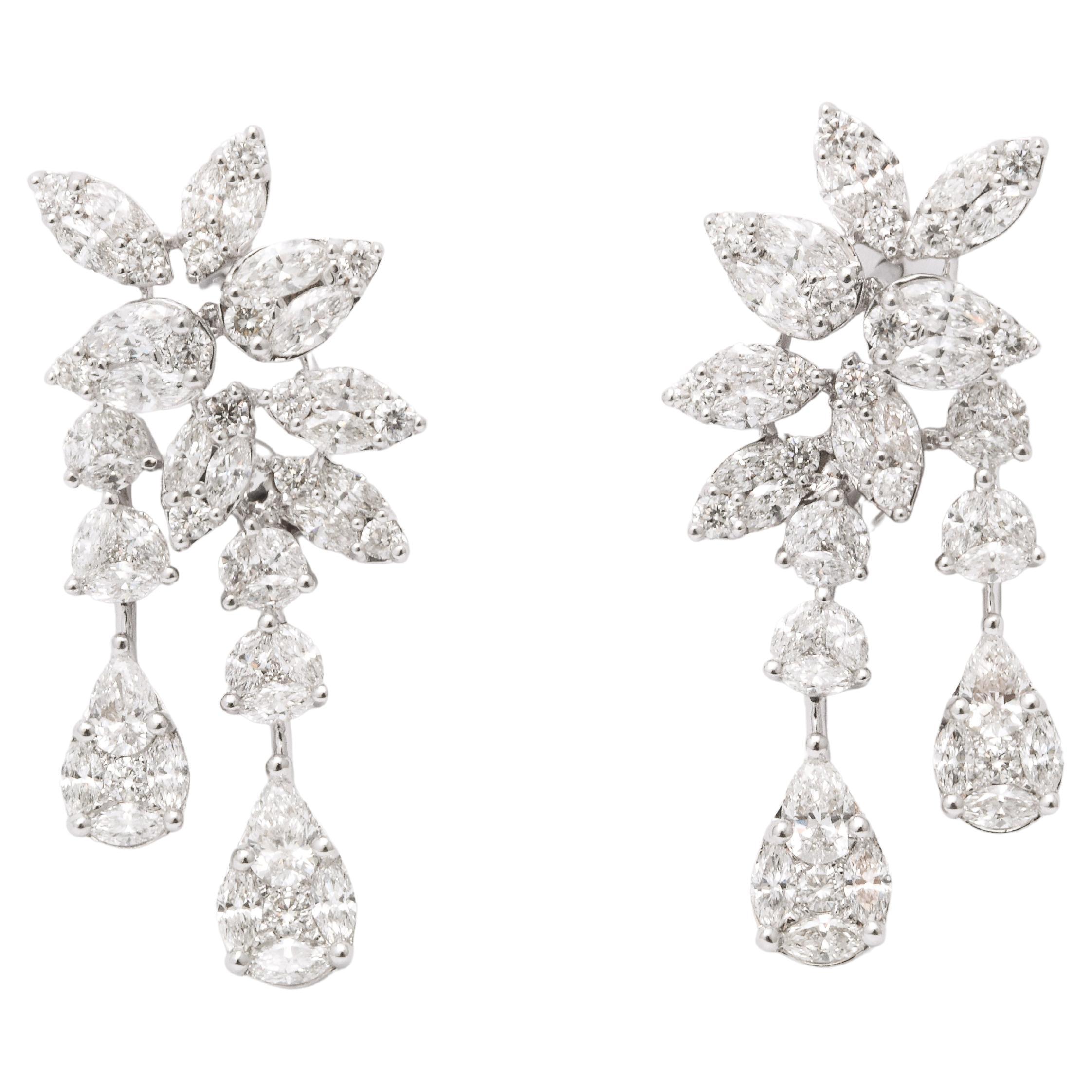 Diamond Cluster Dangle Earring