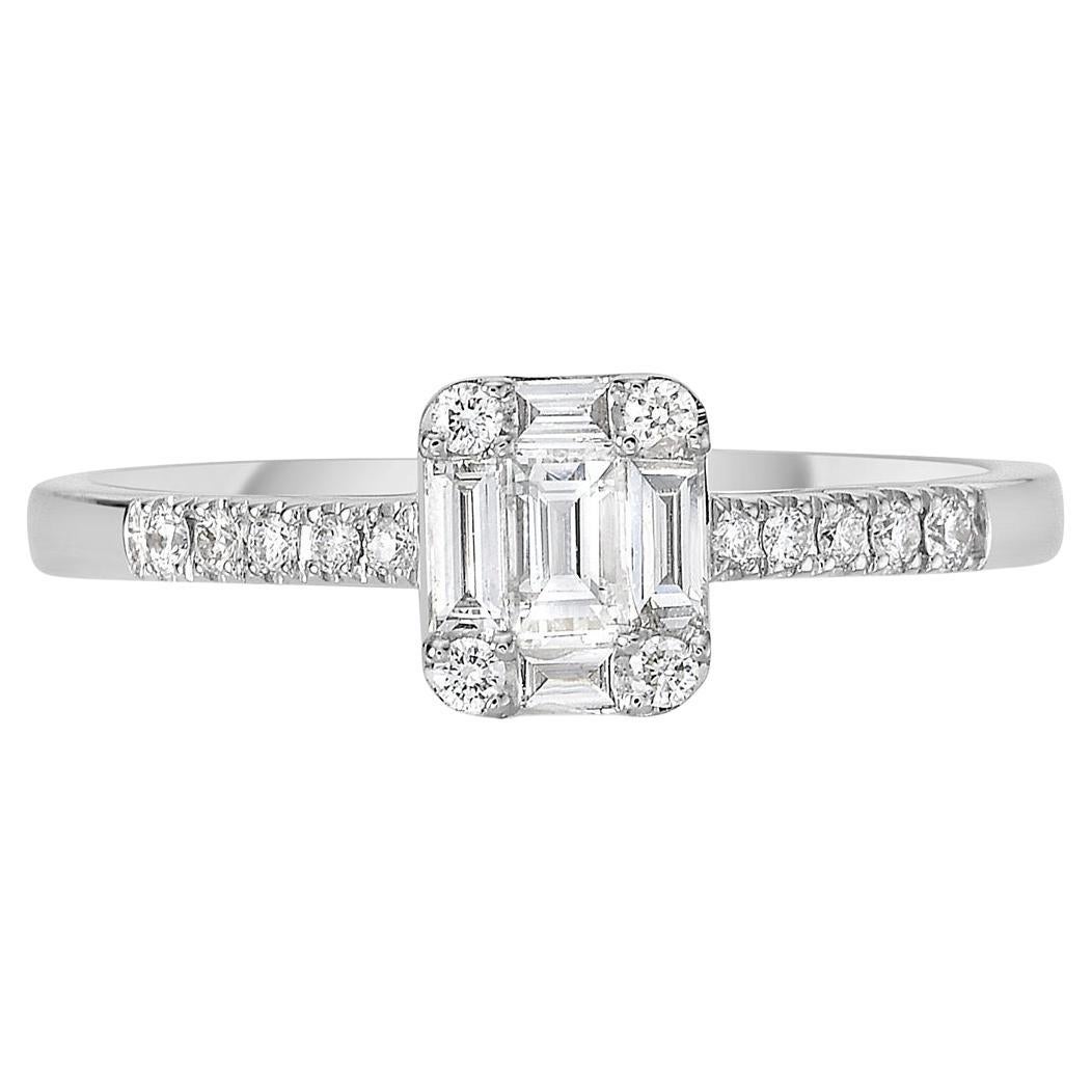 Anello di design con cluster di diamanti, realizzato in oro bianco 18 carati