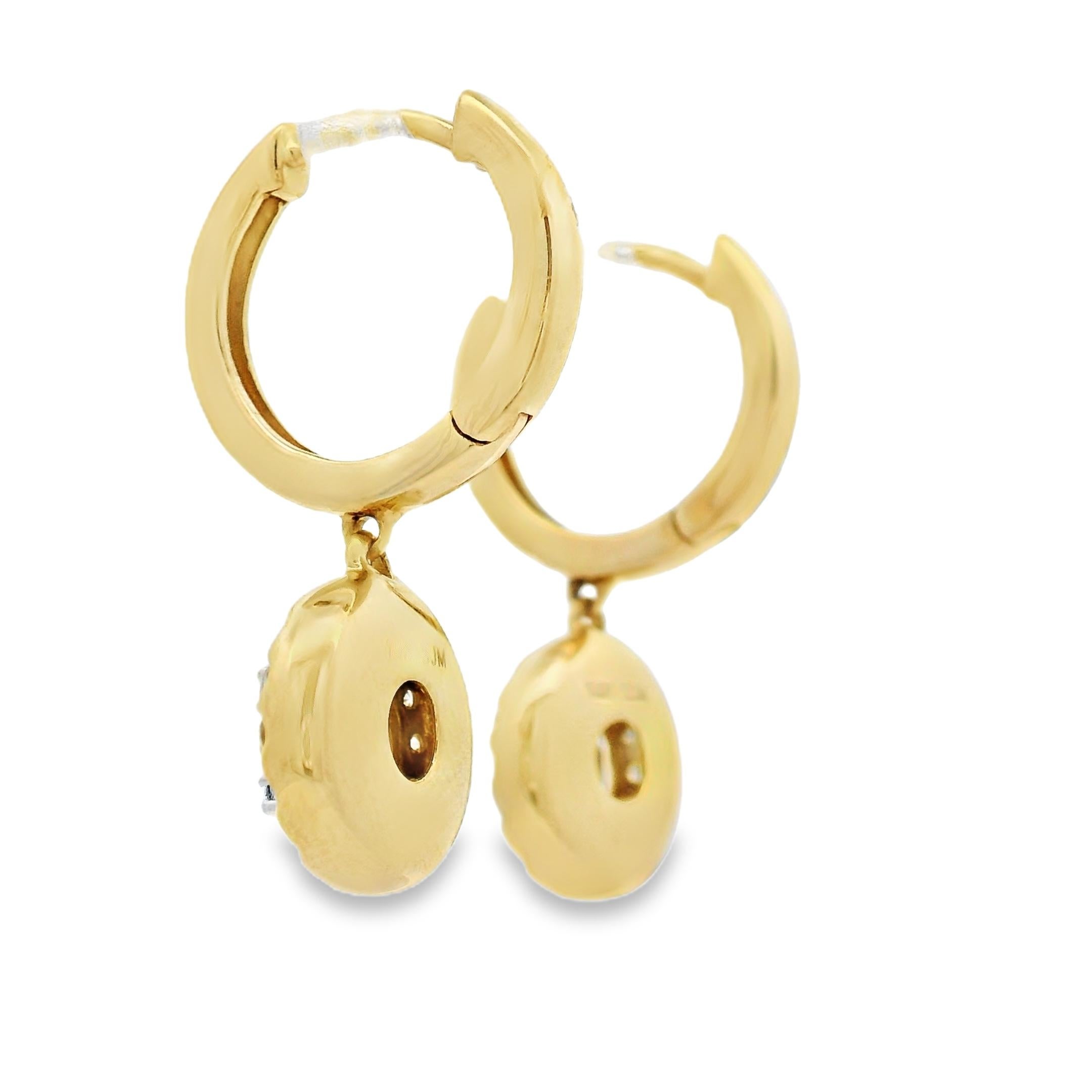 Pendientes de gota de racimo de diamantes en oro amarillo de 14 quilates 0,50 quilates Corte redondo en venta