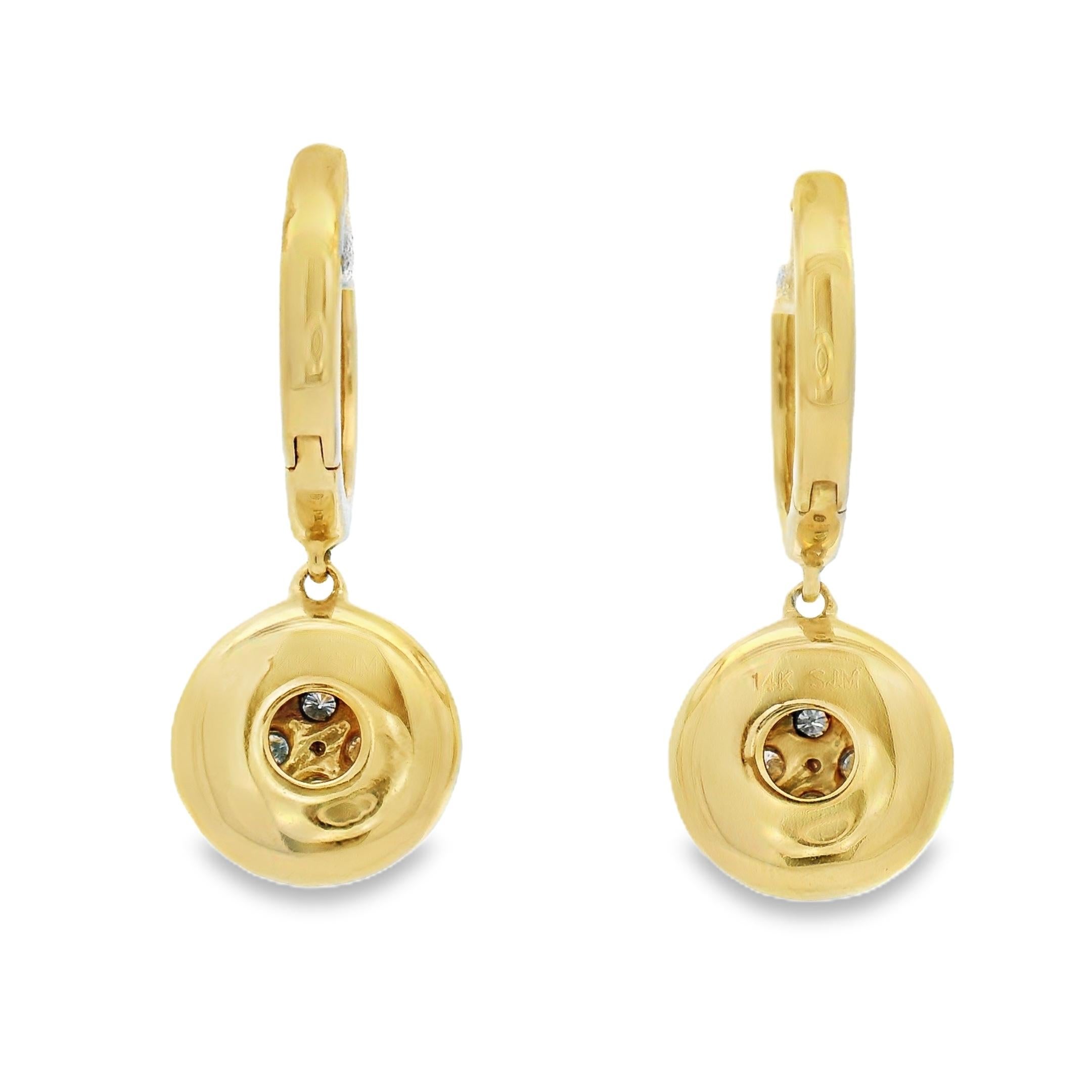 De las mujeres Pendientes de gota de racimo de diamantes en oro amarillo de 14 quilates 0,50 quilates en venta