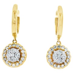 Pendientes de gota de racimo de diamantes en oro amarillo de 14 quilates 0,50 quilates