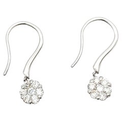Diamond Cluster Drop Earrings in 18k White Gold
