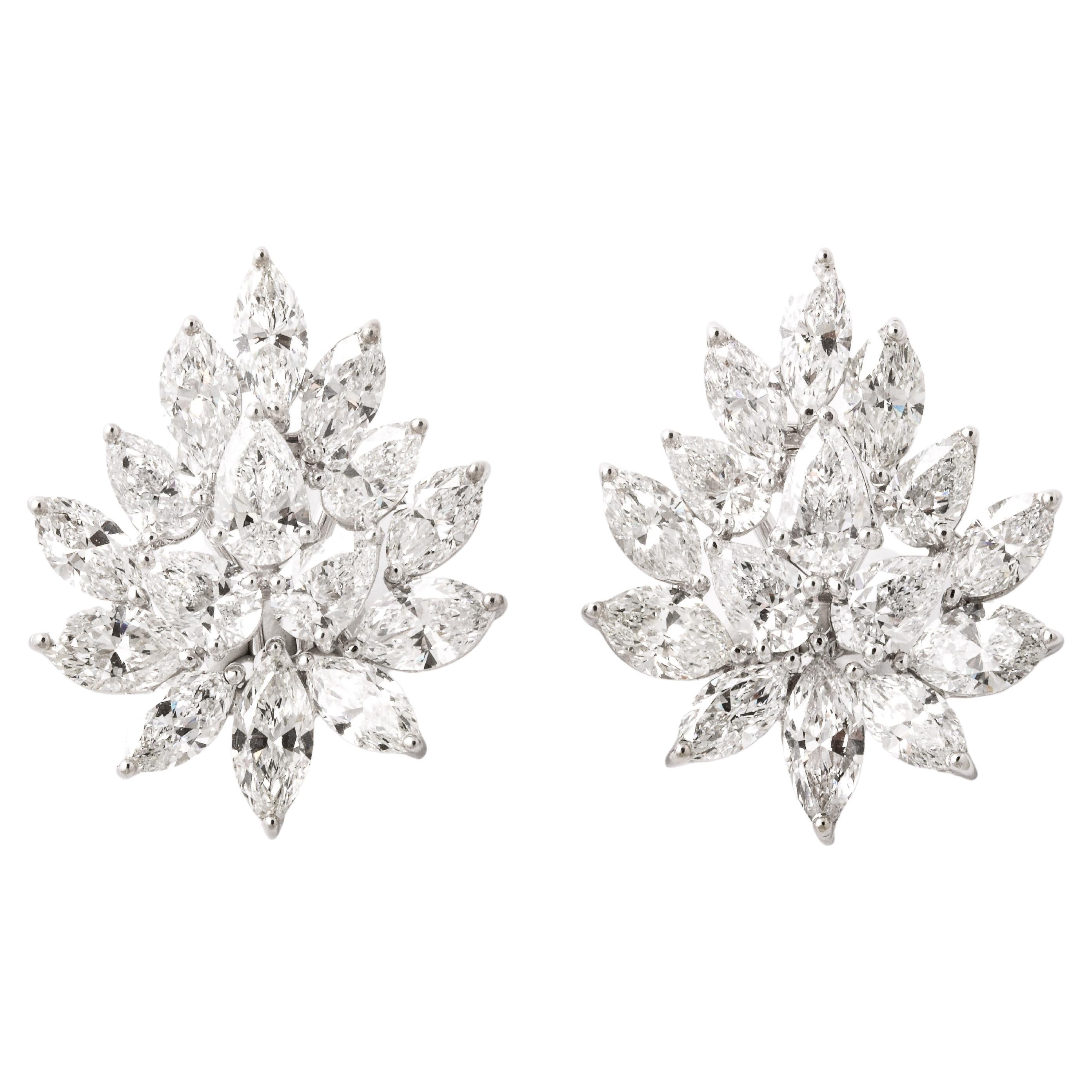 Pave Diamond Cluster Earrings For Sale at 1stDibs