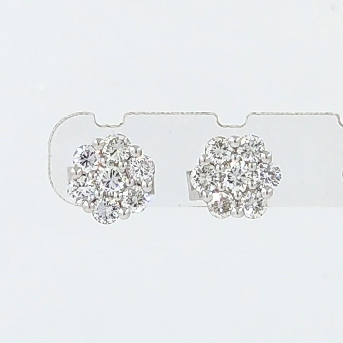 Round Cut Diamond Cluster Earring with Diamond Halo Jacket in 18 Karat Rose and White Gold For Sale