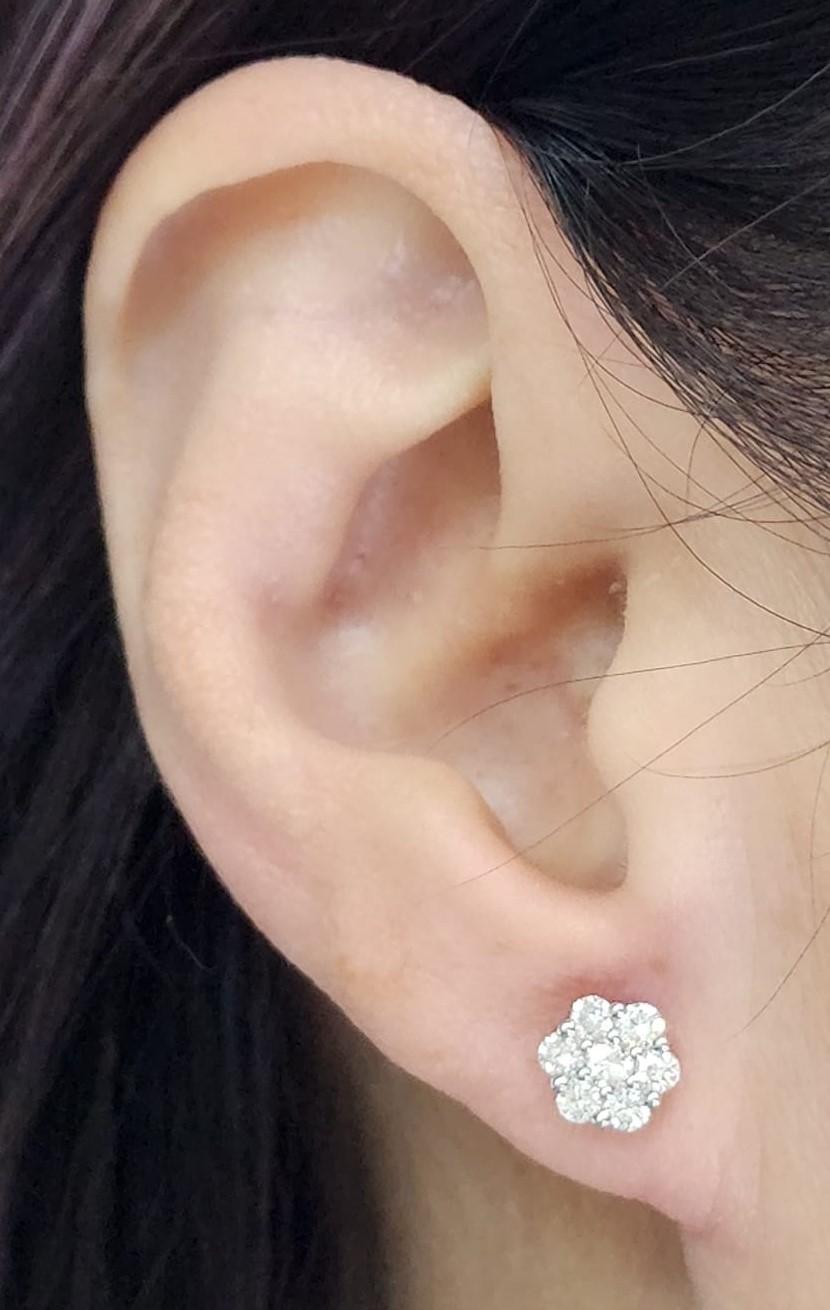 Diamond Cluster Earring with Diamond Halo Jacket in 18 Karat Rose and White Gold For Sale 2