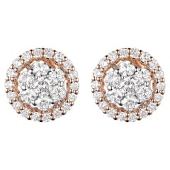 Diamond Cluster Earring with Diamond Halo Jacket in 18 Karat Rose and White Gold