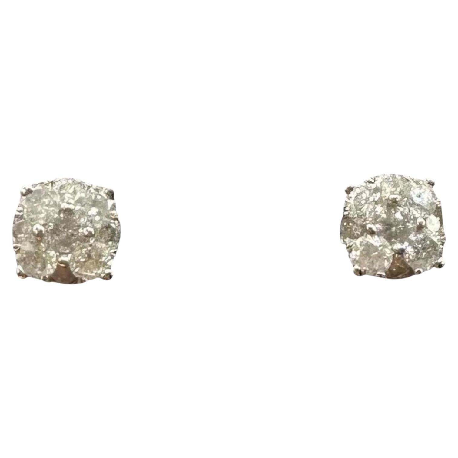 Pendientes con diamantes en racimo, oro blanco de 10 quilates, 0,50 quilates en total, nuevos