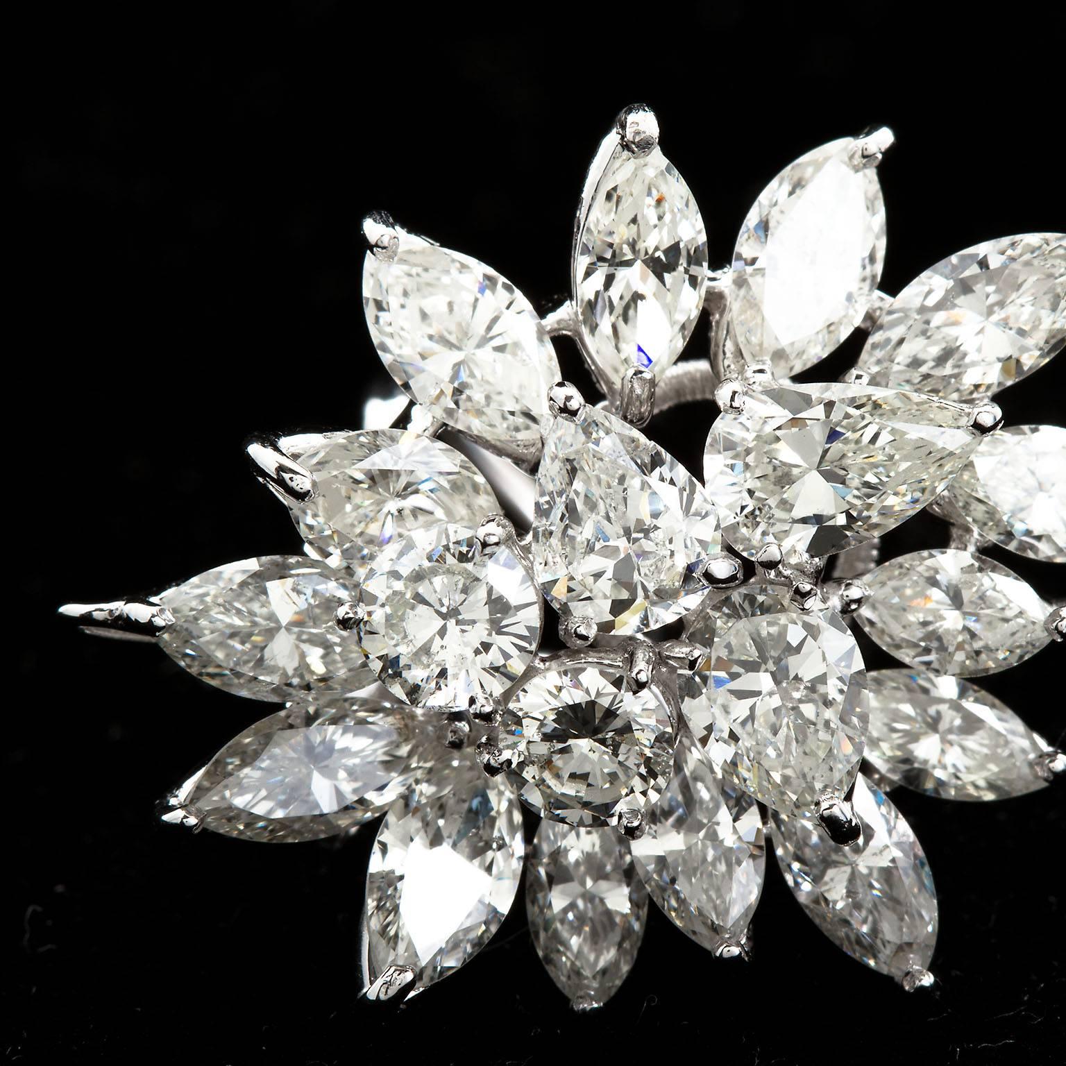 Marquise Cut Diamond Cluster Earrings 13 Carat