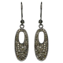 Diamond Cluster Earrings 1.32 Carats Sterling Silver