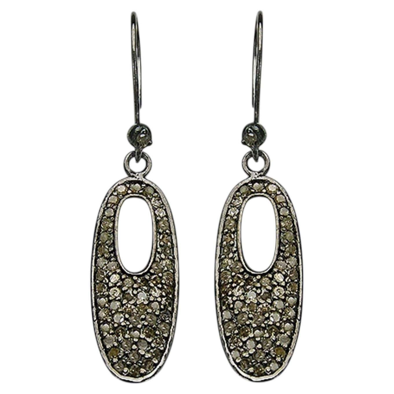 Orecchini a grappolo con diamanti da 1.32 carati in argento sterling