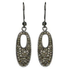Diamond Cluster Earrings 1.32 Carats Sterling Silver
