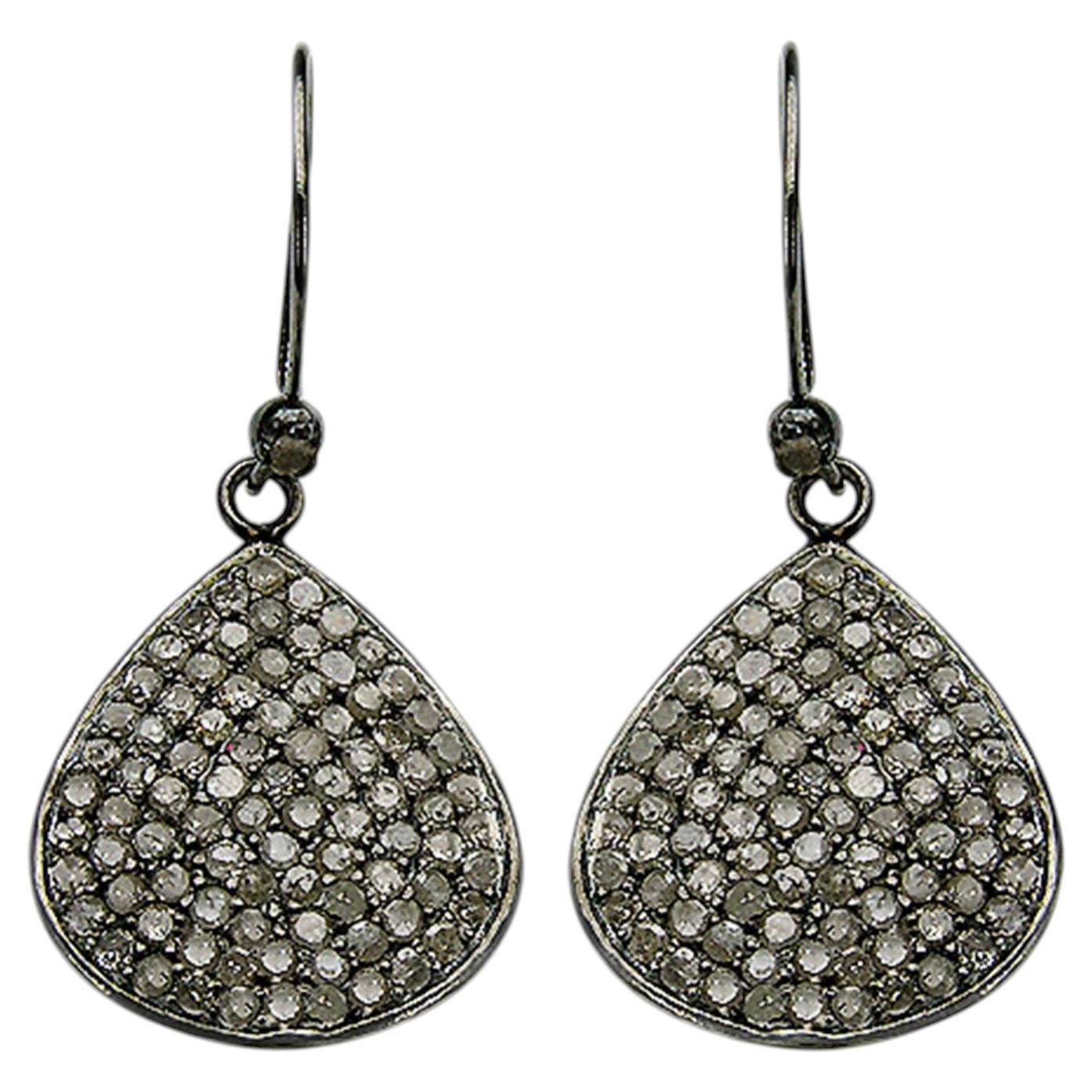 Diamond Cluster Earrings 2.6 Carats Sterling Silver